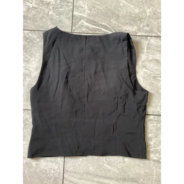 Madewell Katrina Black Button Front Vest Modal Blend V-Neck NM422 Womens Size 6 - Image 8