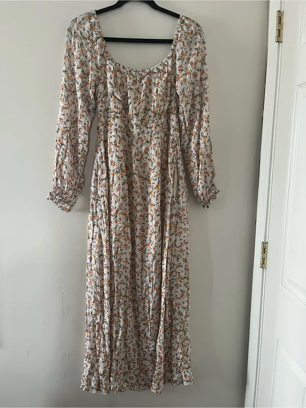 Lost + Wander Floral White Orange Maxi Dress Small Cottagecore Romantic Prairie - Image 7