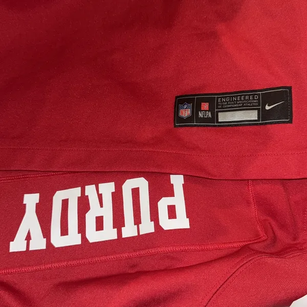 New tag came off Women's San Francisco 49ers Purdy‎ Nike Scarlet Player Jersey - Image 6