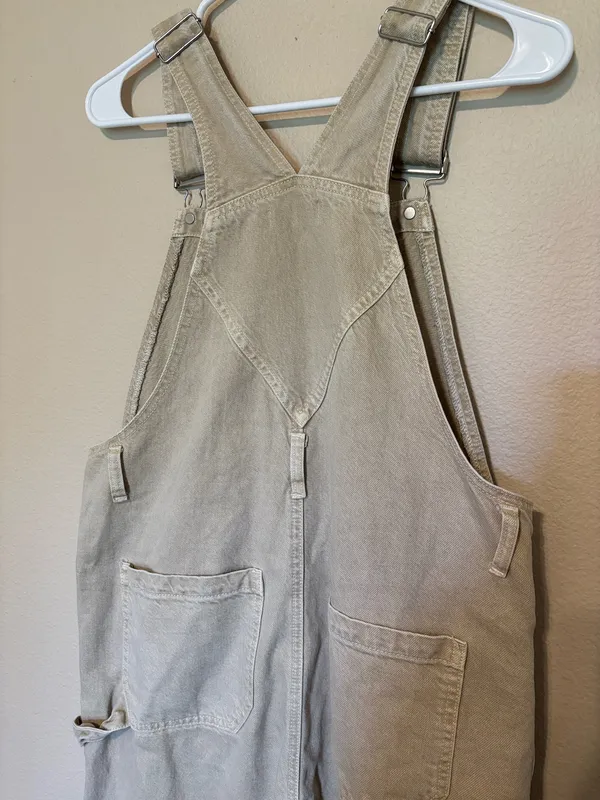 Pacsun Khaki Denim Wide Leg Overalls Size M - Image 6