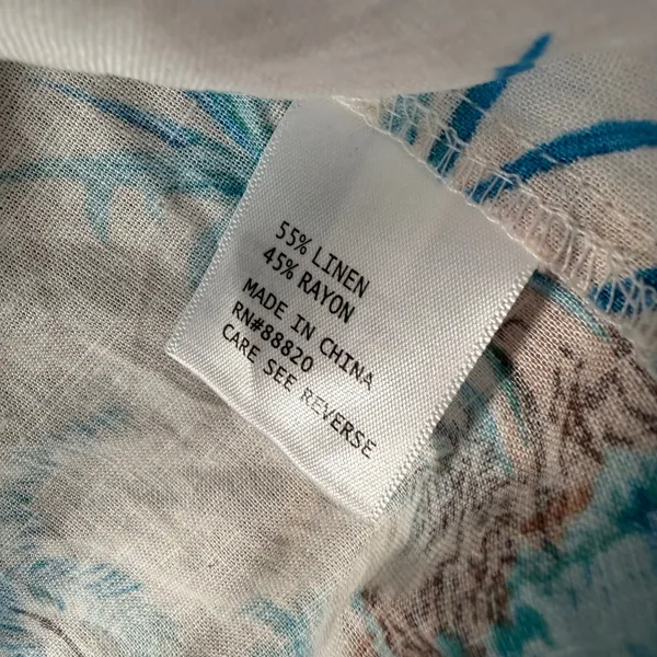 C&C California Women's Medium Tropical Button Up Shirt Linen Blend Short Sleeve - Image 8