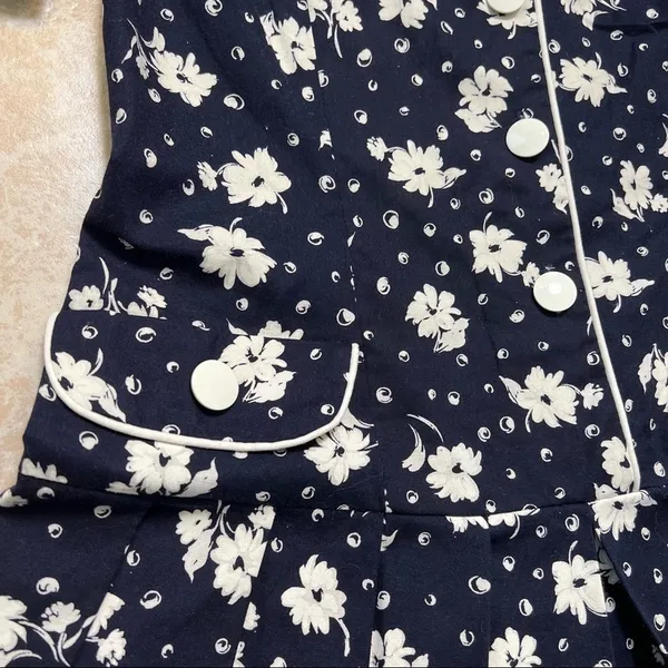 EJM ltd. Vintage 70’s-80’s floral print drop waist pliseé cotton romper, sz 12 - Image 4