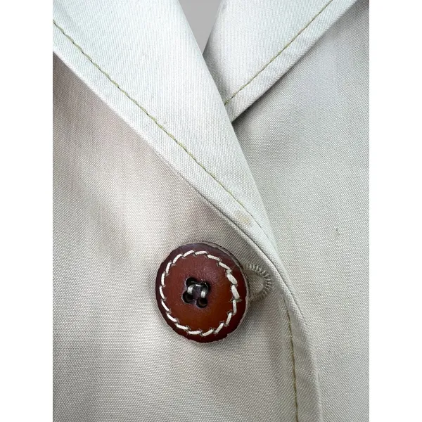 VINTAGE S 4 Jacket Cropped Trench tan belted jacket leopard leather buttons lux - Image 4