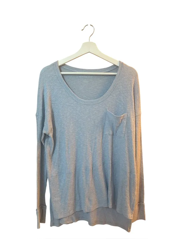 American Eagle Size Small Blue Pocket Long-Sleeve Shirt - Image 2