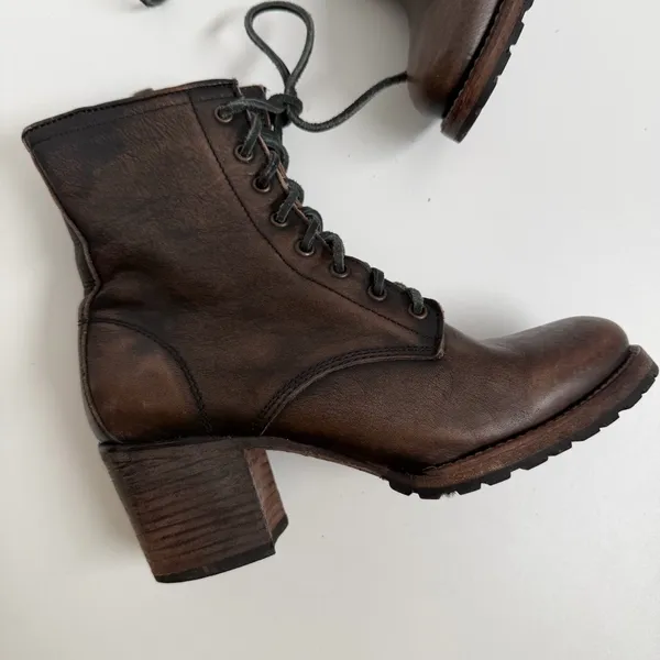 Freebird Cavalier Boots Combat Leather Lace Up Lugged Boho Western Brown Green - Image 8