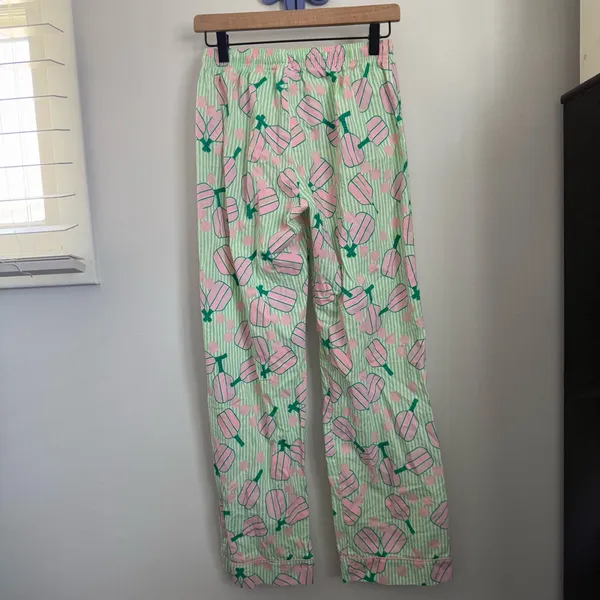 8 Oak Lane Women’s XS/Small Pickleball Pajamas Pink Green Stripe Spring Preppy - Image 4