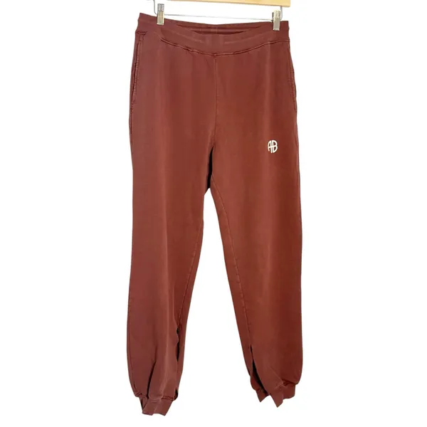 Anine Bing Sport Dark Cherry Tyler Split Hem Athleisure Sweat Joggers XS - Image 2