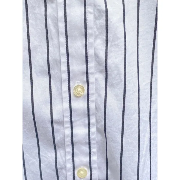 Lauren Ralph Lauren Sz L Preppy Classic White black striped button down shirt - Image 6