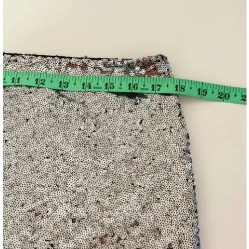 No Boundaries Sequin Cropped Skirt Set Sz L Silver Black Lace Trim Party Glam - Image 11