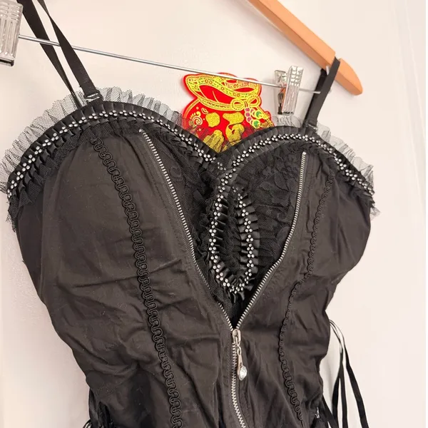 Oh Yes Bustier Black Goth‎ Dark Feminine Vampire Victorian Small Top - Image 4