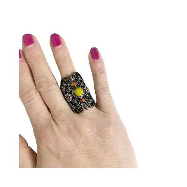 Silver Turquoise Butterfly‎ Ring Size 7 Boho Statement Blue - Image 2