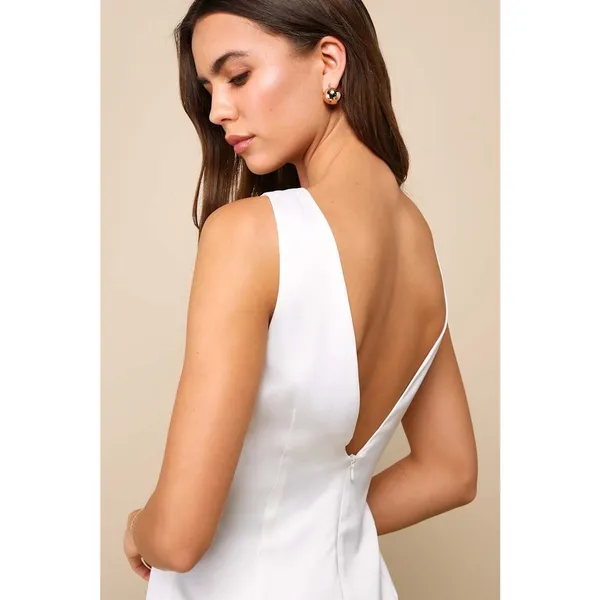 NWT Lulus Elevated Appearance Ivory Satin Open Back Mini Dress Party Cocktail XL - Image 3