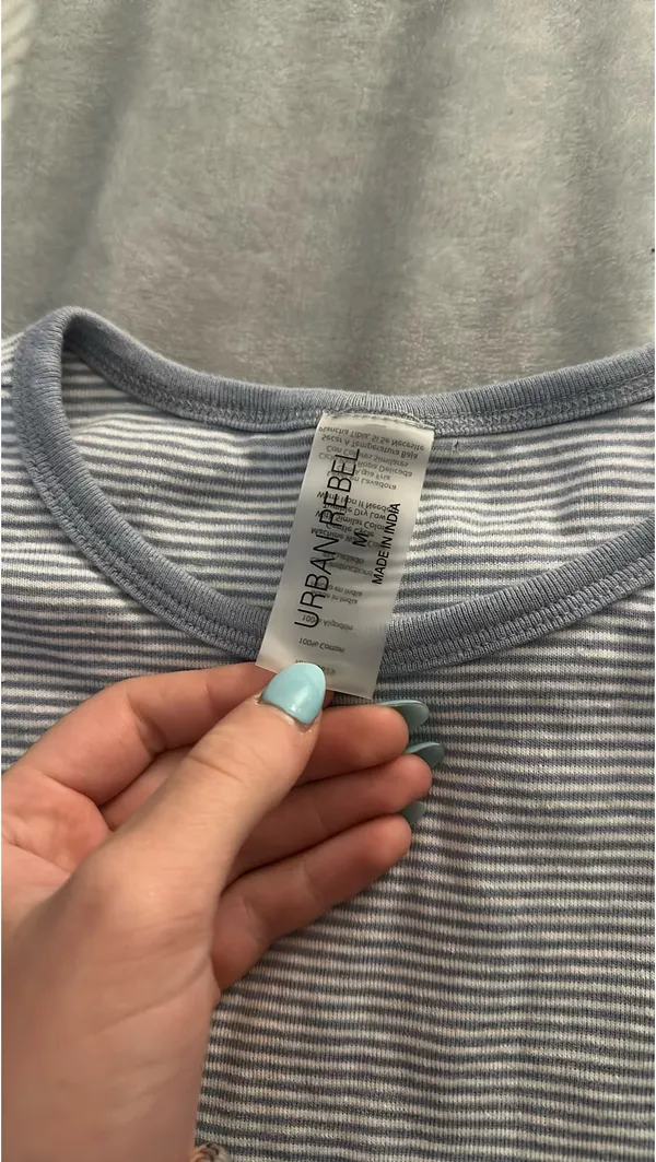 Striped Baby Tee Gray Size M - Image 3