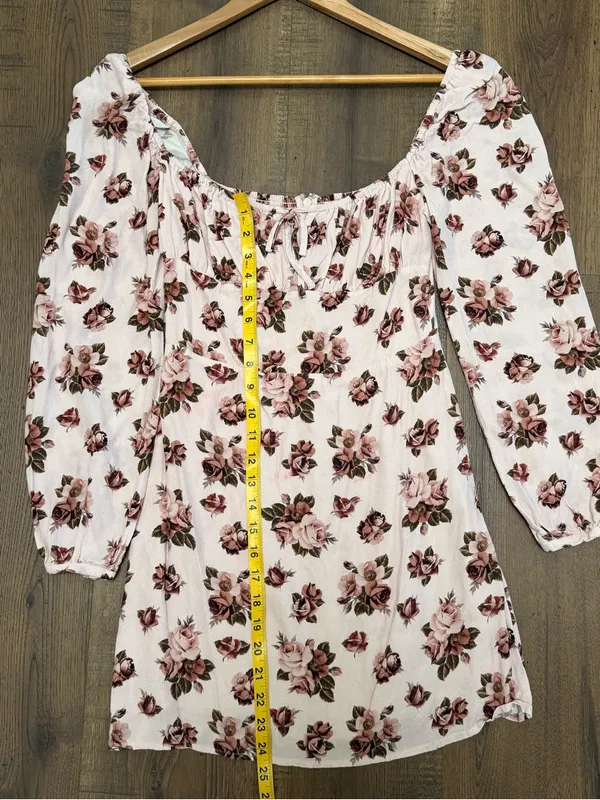 Sunday Best Aritzia Pink Floral Delilah Mini Dress Long Sleeve size Small‎ - Image 6