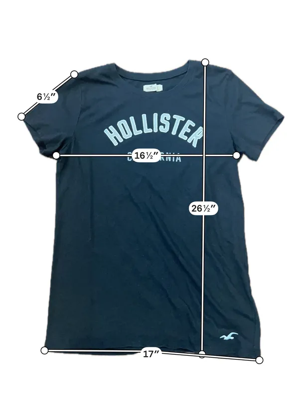 Hollister California Black Graphic Tee Embroidered Logo Large - Image 4