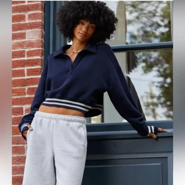 OFFLINE By Aerie Cloud Fleece Polo Sweatshirt Size Small - Image 6