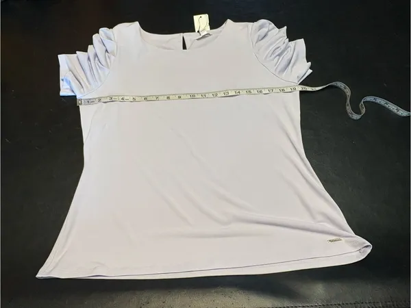 Calvin Klein Lilac Puff Sleeve Short Sleeve Top NWT size Large - Image 8