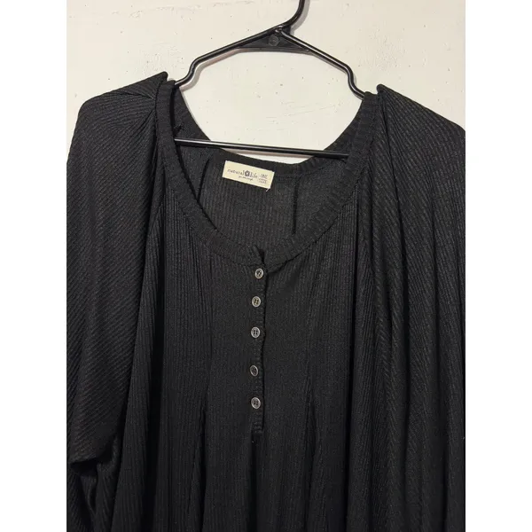 Natural Life ONE SIZE Black Dress 1/4 Length Sleeves Swing Dress - Image 3