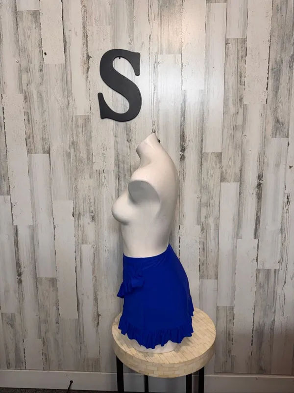 SheIn Ruffle Wrap Swim Skirt Bikini Cover Up Womens Small Royal Cobalt Blue - Image 2