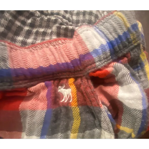 Abercrombie & Fitch Sleep Plaid Pajama Lounge Pants Red Multicolor Med Cozy - Image 6