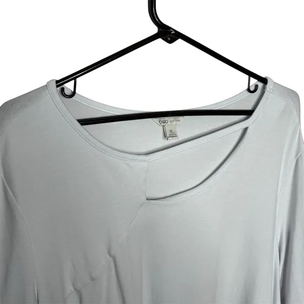 Cato White Asymmetrical Knit Top Short Sleeve Criss Cross White Size XL Womens - Image 5