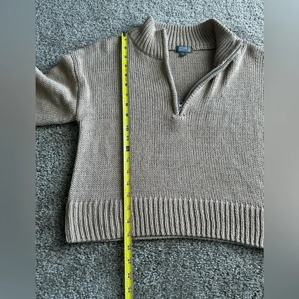 Cupcake Boutique Camel Knit Quarter Zip Cropped Small - Image 4
