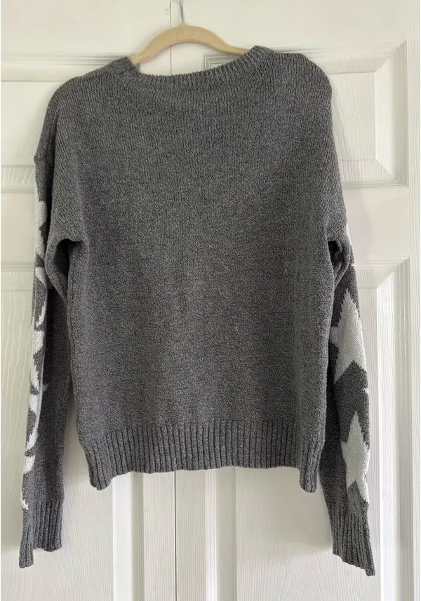 Shein Grey Sweater With White Stars - Image 2