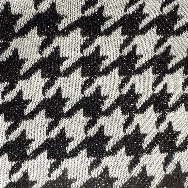 Ann Taylor Shimmer Black and White Houndstooth Short Sleeve Sweater size M - Image 3