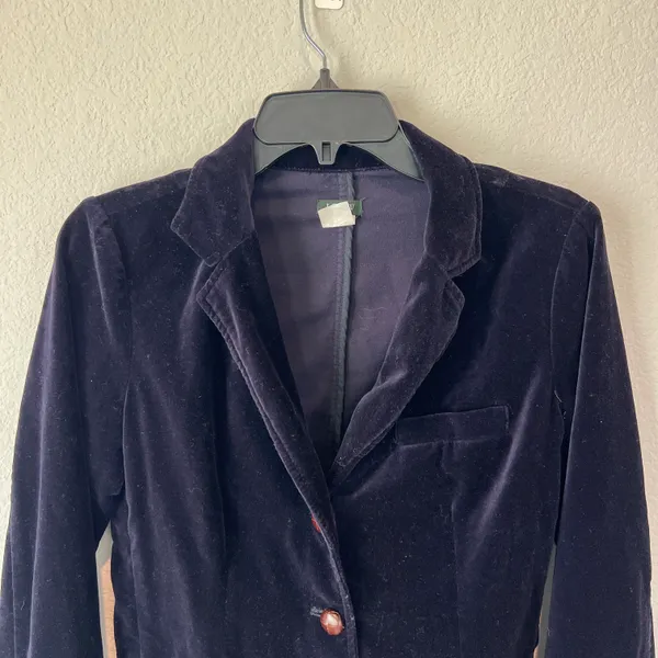 J. Crew Dark Blue Velvet Holiday Blazer Size Small - Image 2