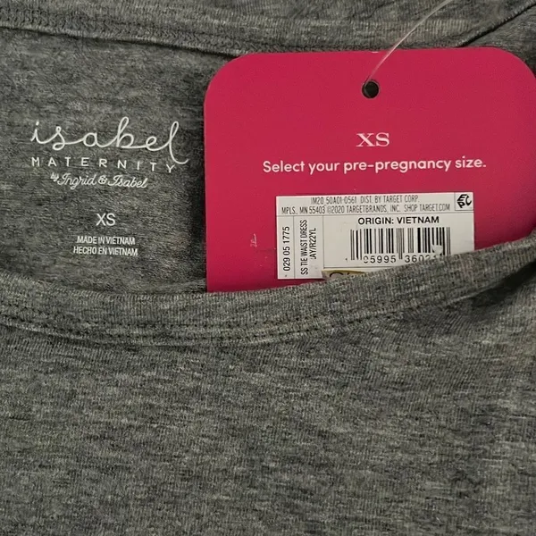 Isabel Maternity by Ingrid & Isabel Women's SS Tie Waist Dress Gray XS - Image 5