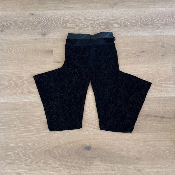 Outcast Flare Pants Lace Rhinestone Strap Trim Velvet Size M Black - Image 4
