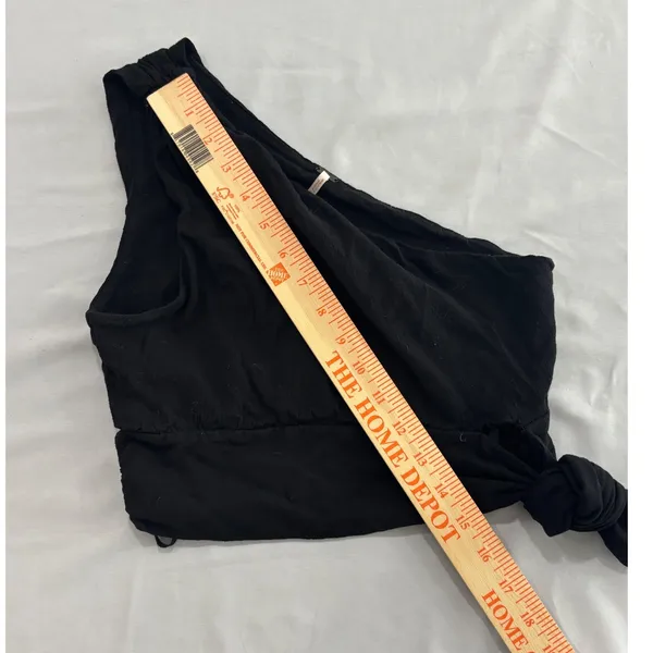 Free People Womens One Shoulder Side Tie Crop Top Black XS - Image 7