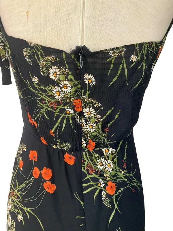 Reformation Besse Dress in Black Floral 6 Womens Midi - Image 8