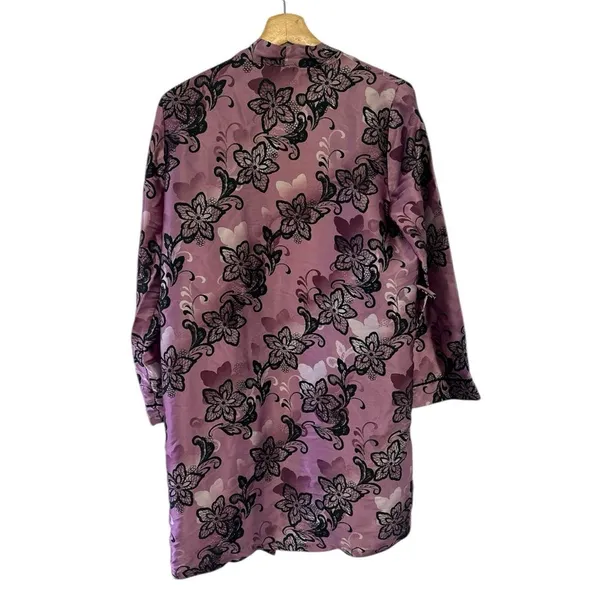 Apt. 9 Purple Floral Satin Robe Small Kimono Boudoir Bridal Romantic Paisley - Image 2