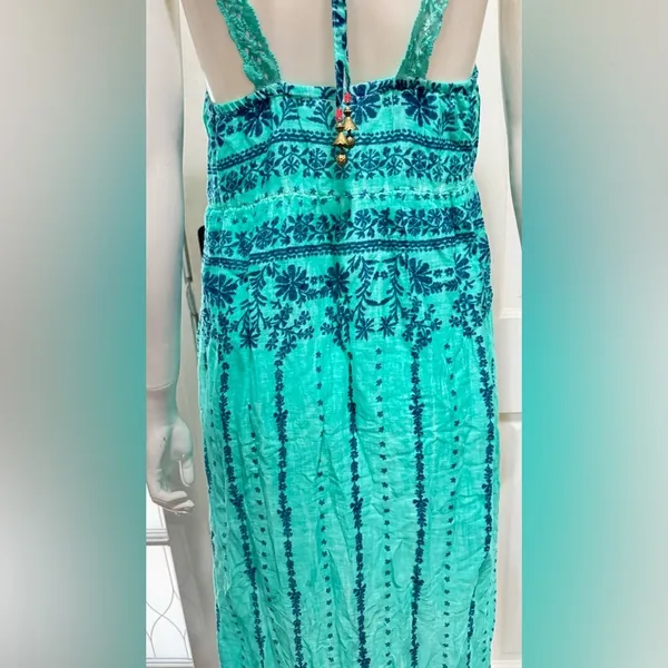 RAGA Maxi Tiered Floral Dress Somewhere in Paradise Turquoise Boho Festival A1 - Image 5