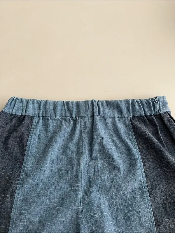 Alice + Olivia Shorts 28 Blue Linen Blend Colorblock Two Tone High Rise - Image 11