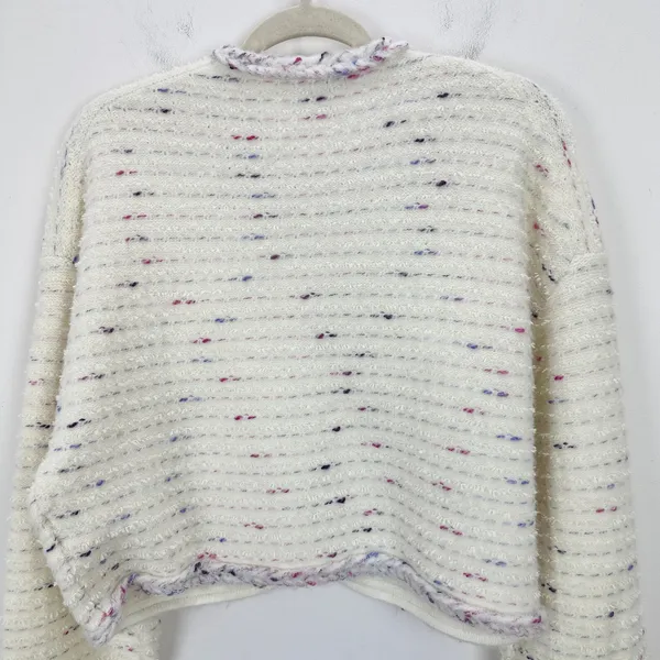 J.Crew Cropped Lady Jacket Marled Yarn Heather Ivory Wool Blend Preppy M NWT - Image 9