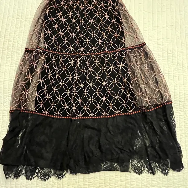 Anthropologie bl-nk embroidered chiffon and lace maxi skirt - Image 7