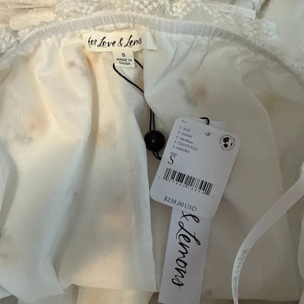 For Love & Lemons Leanne Mini Dress White Floral Embroidered Size Small - Image 5