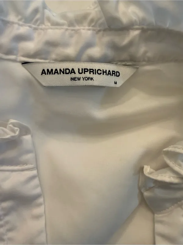 Amanda Uprichard White Sleeveless Tiered Poplin Saffron Dress Medium - Image 6