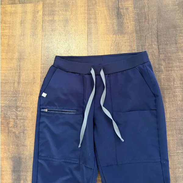 FIGS Yola Straight Leg Scrub Pants Navy Blue Drawstring Size XS - Image 6