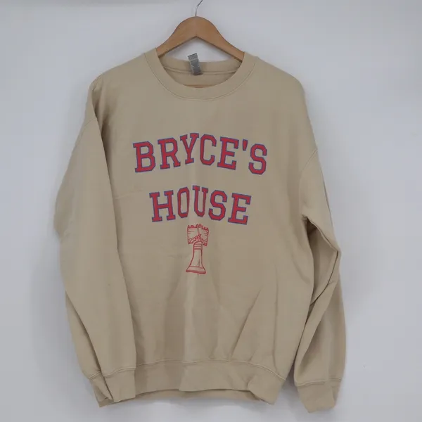 Gildan Bryce's House Philadelphia Baseball Graphic Crewneck Sweatshirt Tan L - Image 2