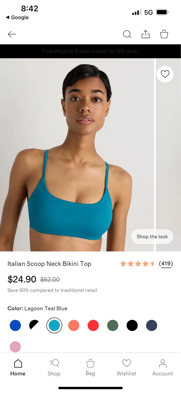 New Quince Italian Scoop Neck Bikini Top Size Small - Image 2