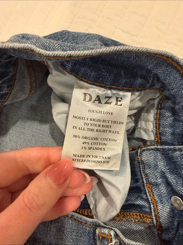 Daze Straight Up High Rise Straight Leg Distressed Hem Jeans - Image 2