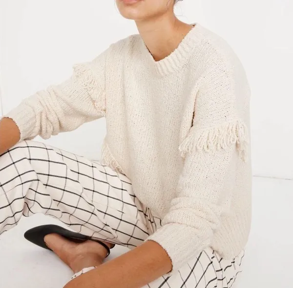 Madewell ivory Montford Fringe Pullover Sweater - Image 3