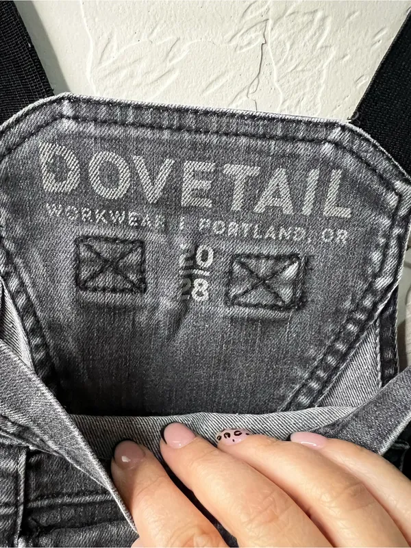 Dovetail Freshley Washed Black Canvas Workwear Overalls Plus Size Petite - Image 8