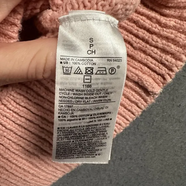 Old Navy Sweater Womens Small Pink Tunic Length‎ V Neck Long Sleeve 100% Cotton - Image 7