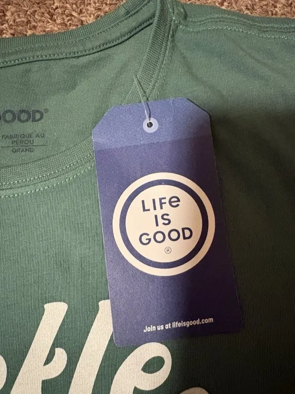 -New Life is Good Crusher Tee Womens L Green Athletic Pickle Baller Short Sleeve - Image 5