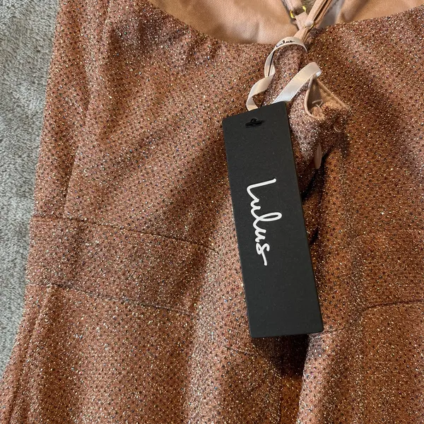 Lulus Truly Dazzling Mauve Multi Glitter Sleeveless Gown Size Small New Sold Out - Image 3
