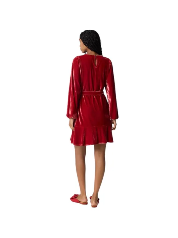 J. Crew Velvet Berry Sangria Toe Waist Wrap Mini Dress Size XL‎ - Image 2